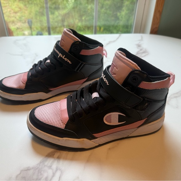 Champion Black and Pink High-Top Sneakers - Picture 1 of 11
